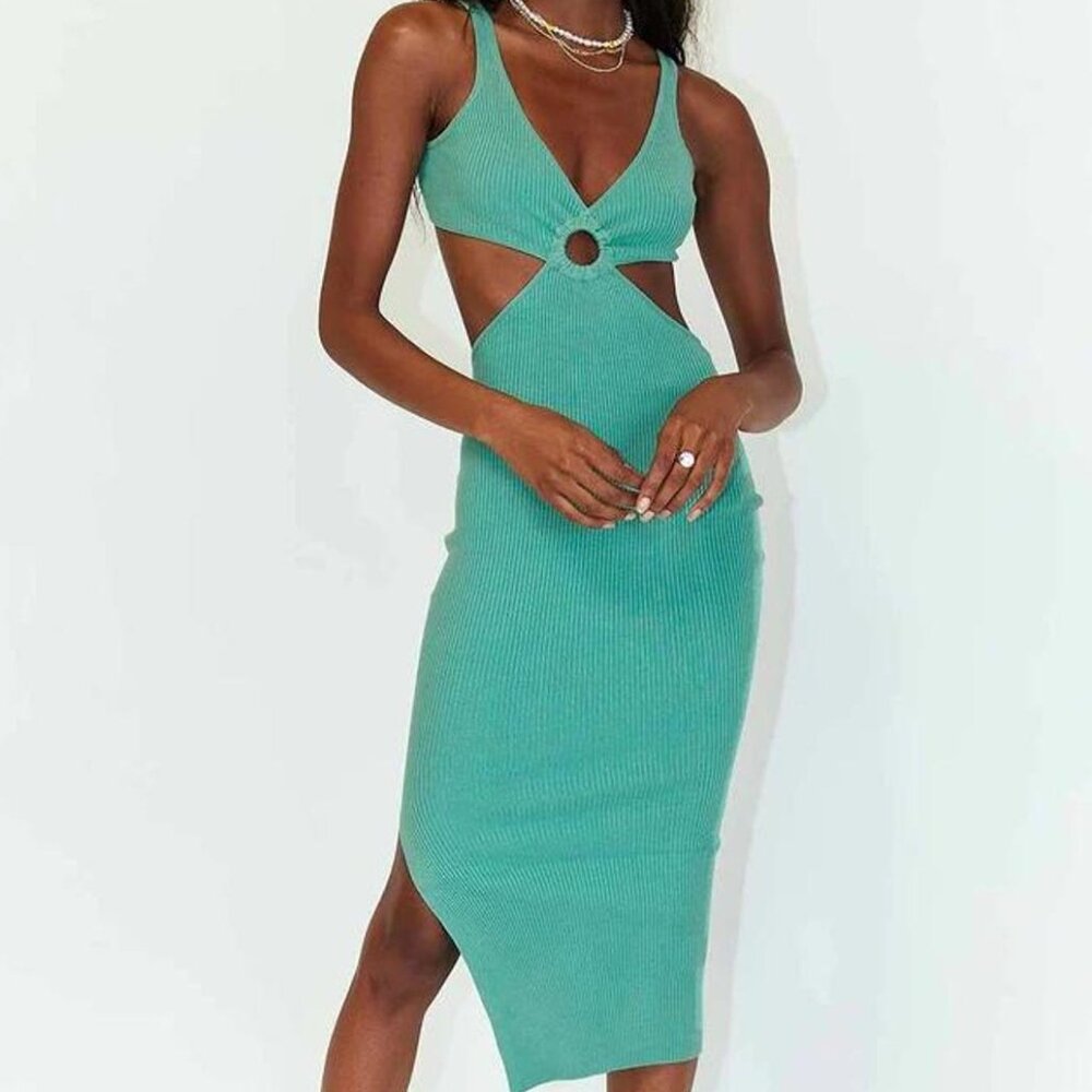 Princess Polly Green Bahamas Midi Cutout Dress